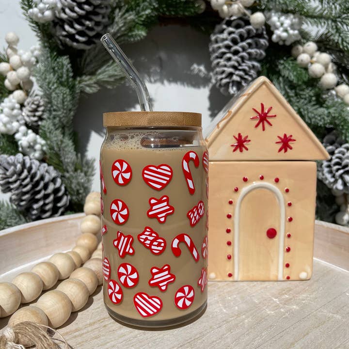 Peppermint Candy Swirls Can Glass for wholesale by Little Design Collective