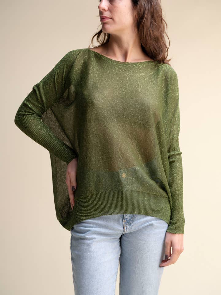 Glitter Maxi Boat-Neck Sweater - 3D Knit for wholesale by Lèmme