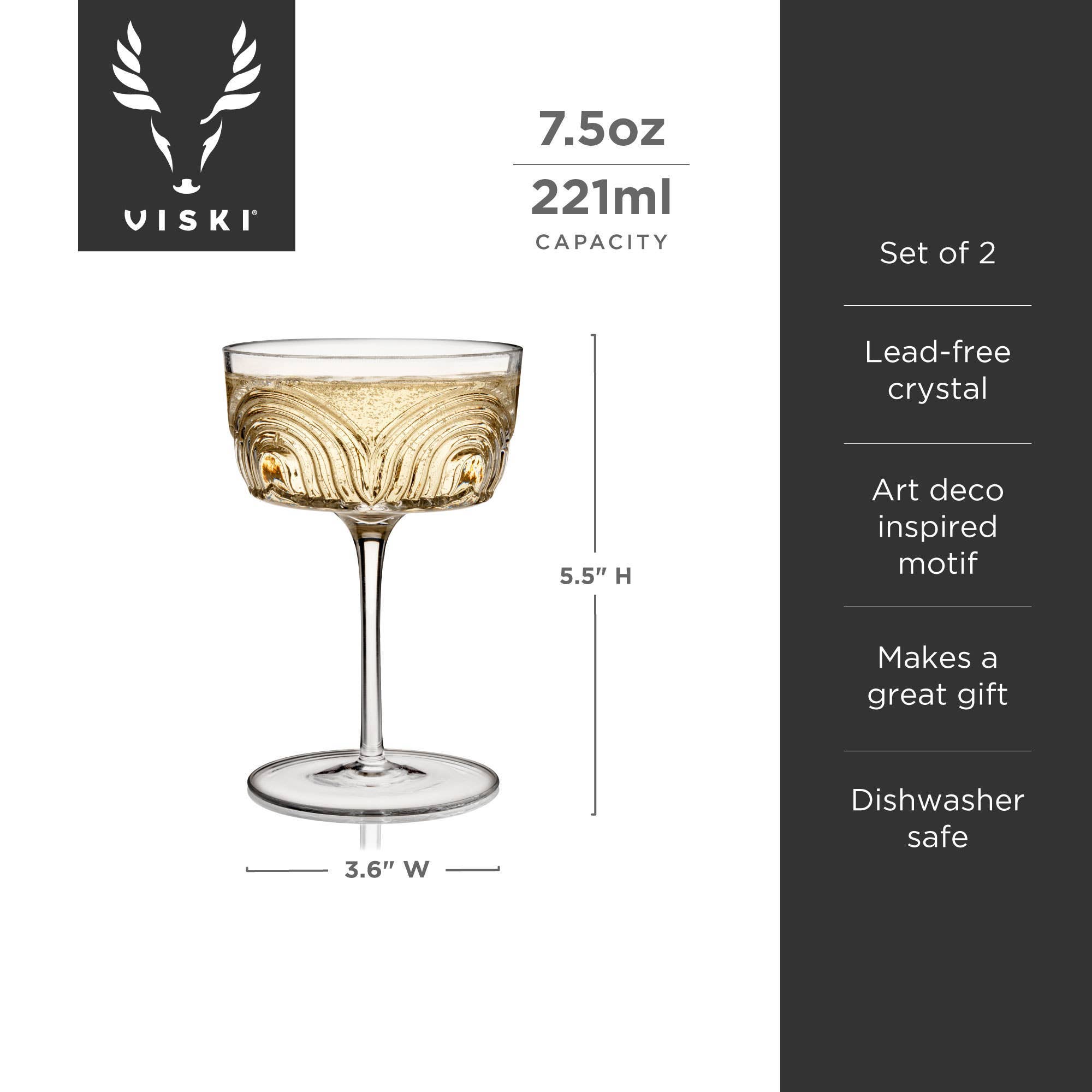 True Brands – wholesale Cocktail-/likörglas – Deco Beau Crystal Cocktailkupor - Set om 24