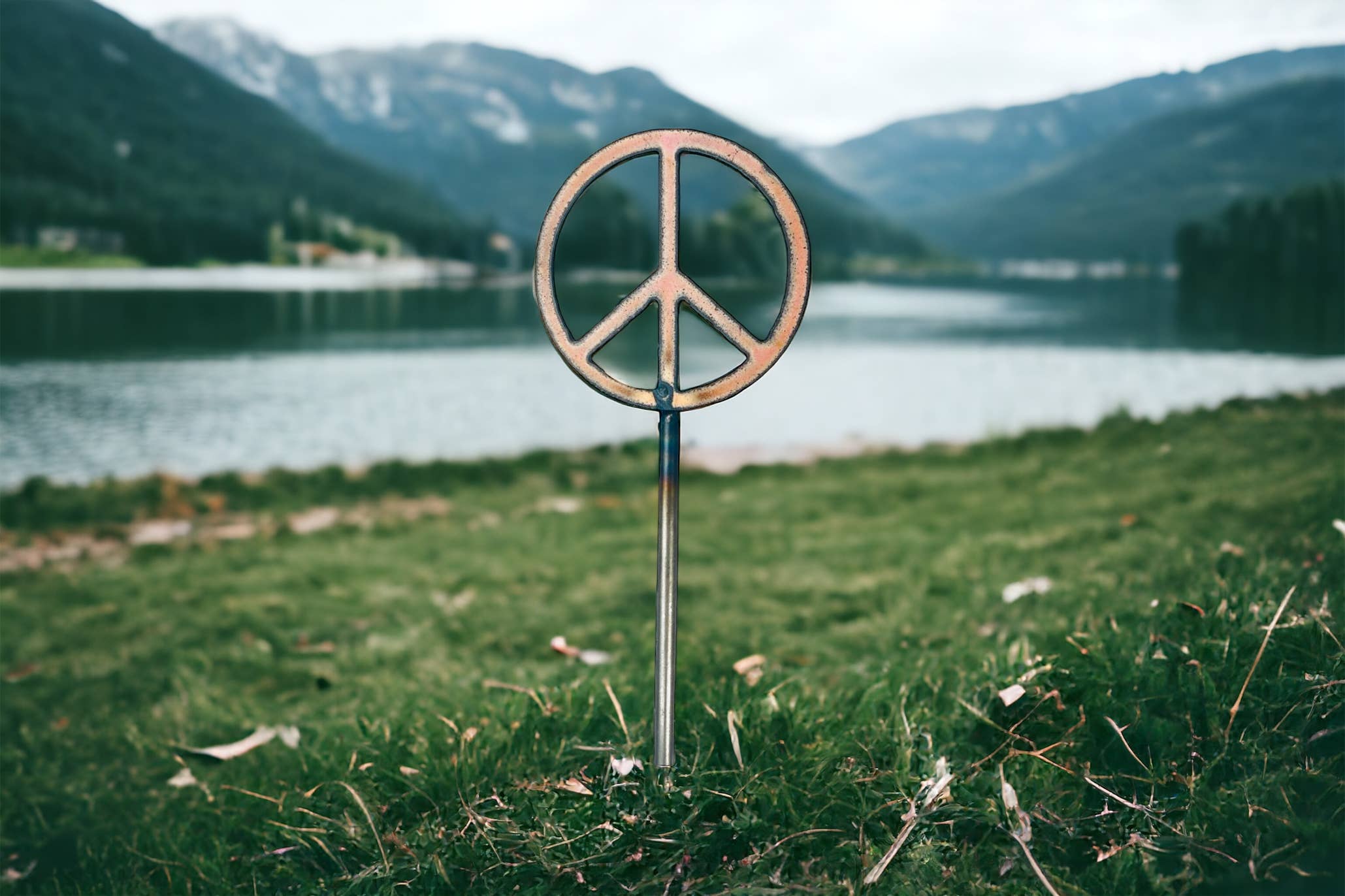 Iron Jewel - Vendita all'ingrosso Paletti da giardino/prato - Segno di pace piante pali hippie regali girly paletti da giardino USA