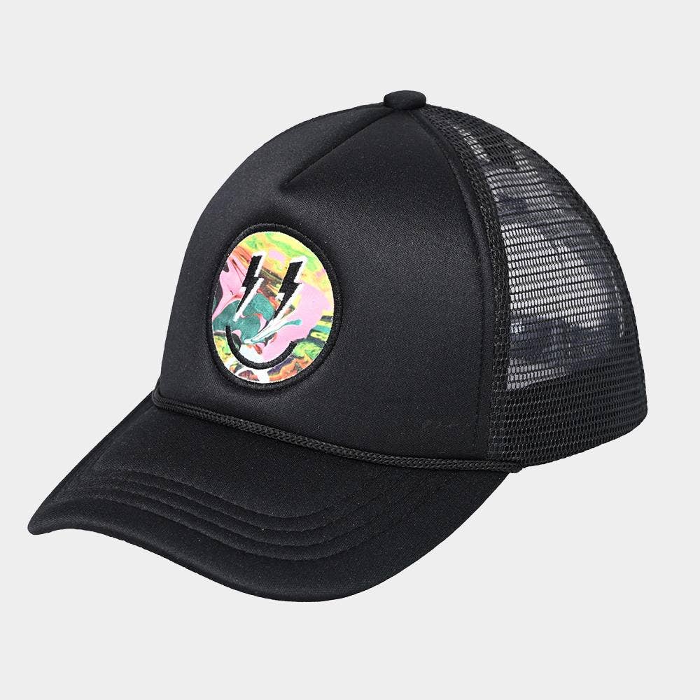 anbfashion - Vendita all'ingrosso Cappellino da camionista - Donna - CAPPELLO DA CAMIONISTA LIGHTNING BOLT EYES CON FACCINA SORRIDENTE GBA-045