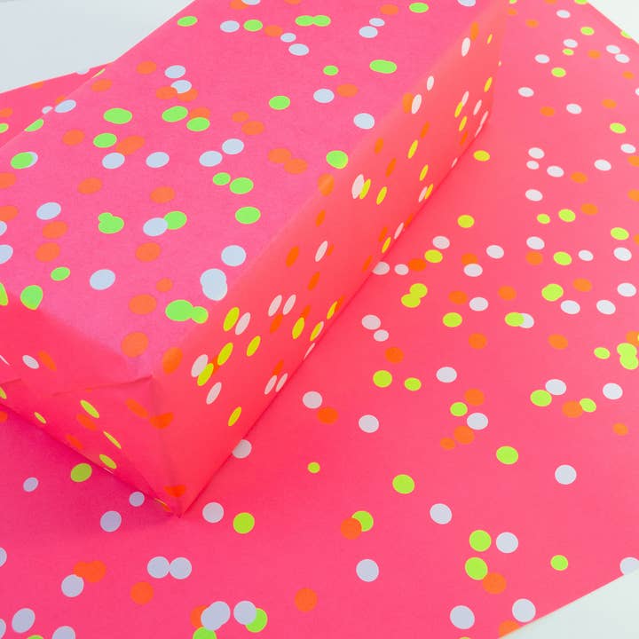 Papel de regalo "Confeti Neón" de papel reciclado para venta al por mayor de Bow & Hummingbird