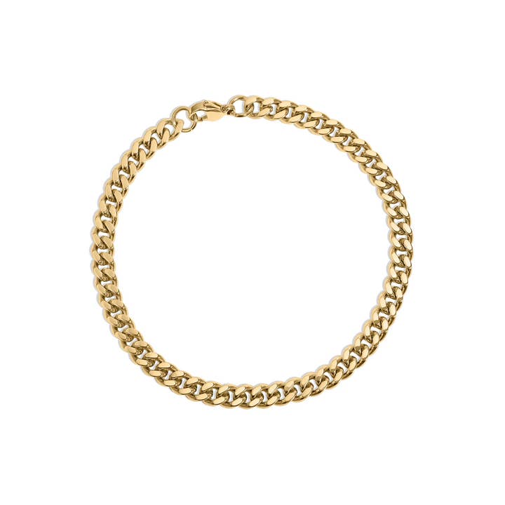 WJW – wholesale Link & chain bracelet – Stainless Steel 18K Gold PVD Coated Diamond Cut Curb Chain Bracelet