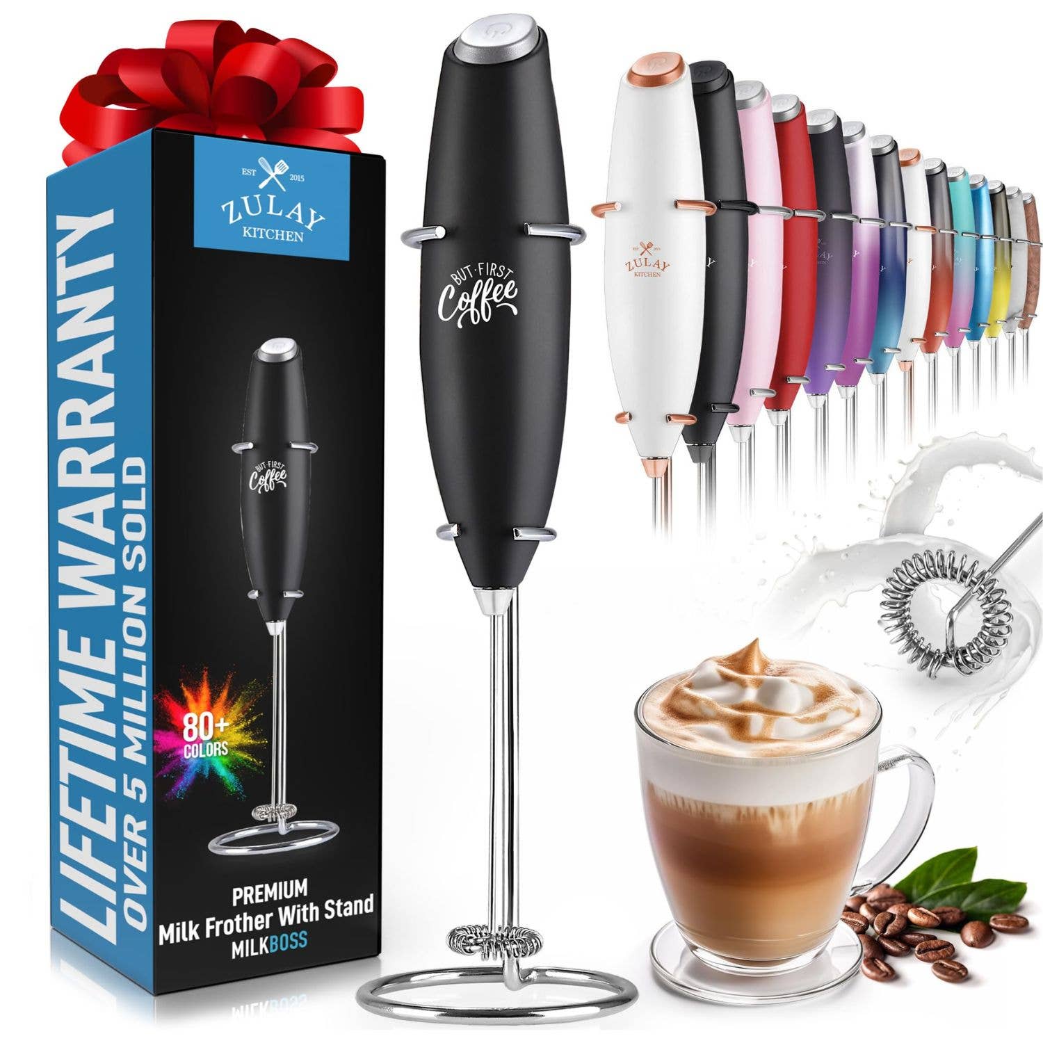 Zulay Kitchen - Wholesale Kitchen Tool/Gadget - Powerful Handheld Milk Frother with Stand19