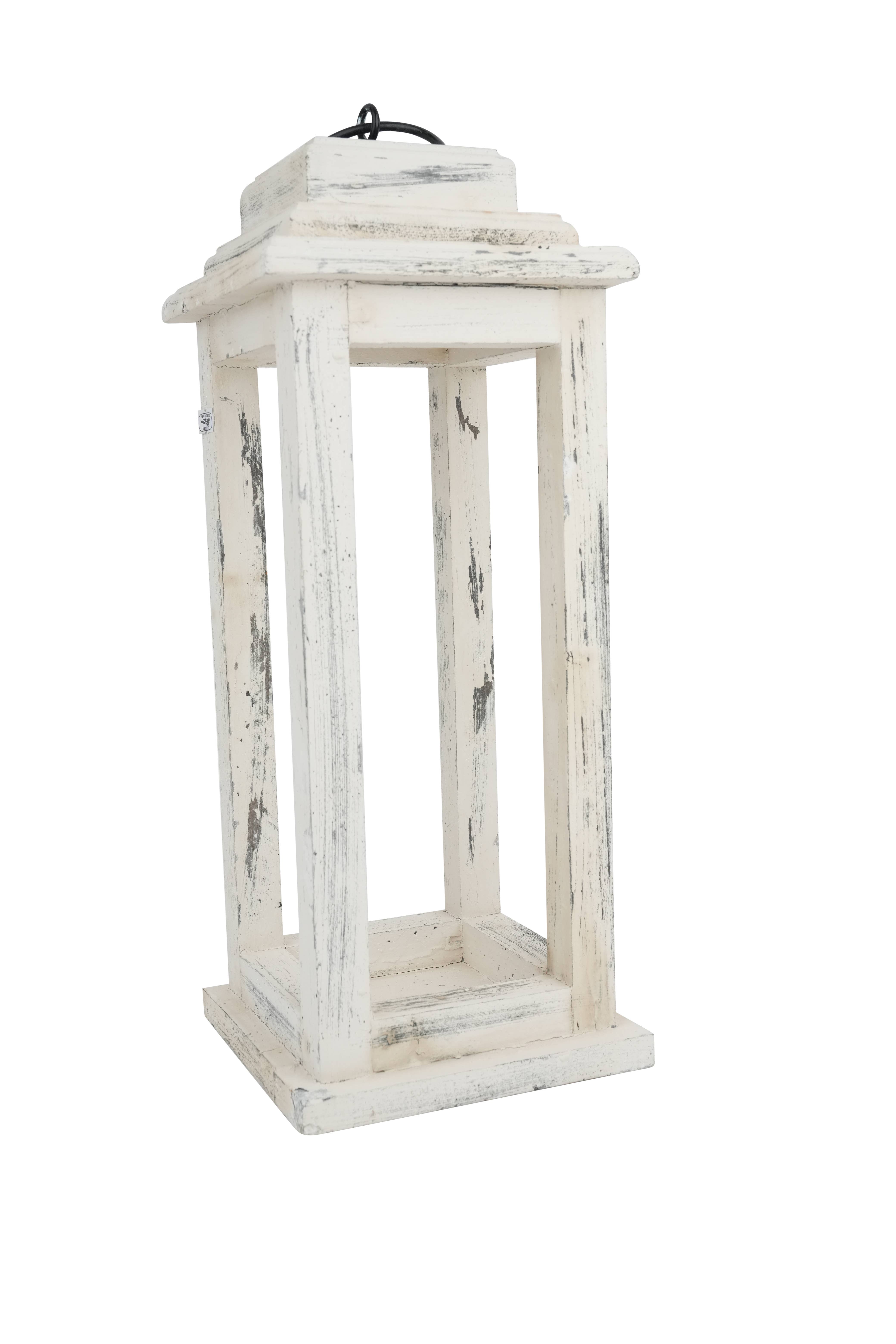 My Amigos Imports – wholesale Lantern – Monticello Lantern-Farmhouse Wood-7x7x17 inch-Vintage White1