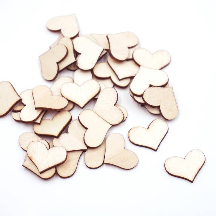 Heart Shape, Unfinished Wooden Embellishments 40-ct for wholesale by Angels Craft