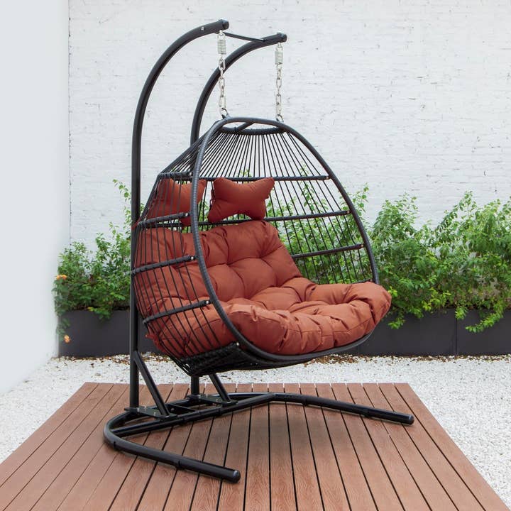LeisureMod - Wholesale Egg Chair - Wicker 2 Person Double Folding Hanging Egg Swing Chair83