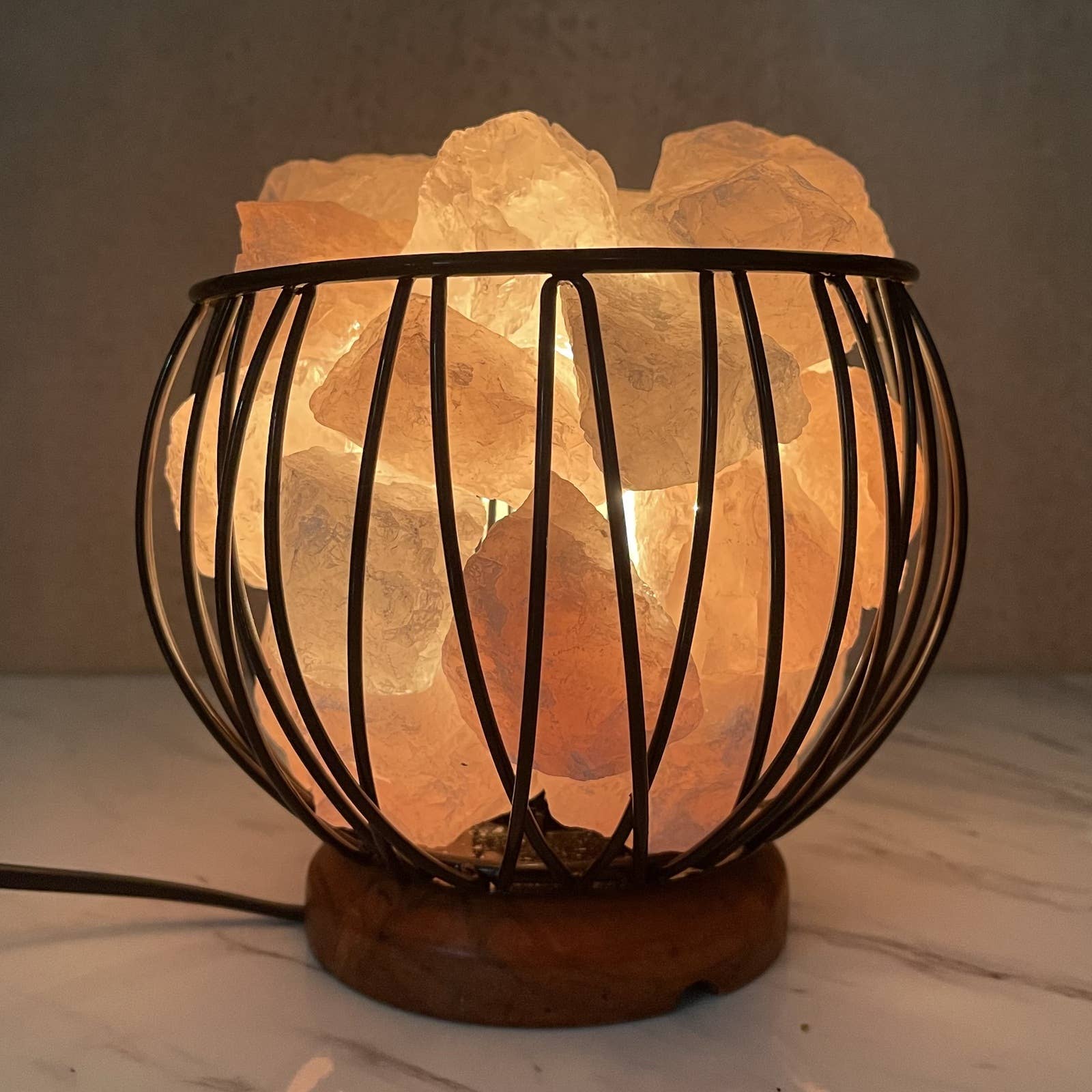 SALTCO AUSTRALIA - Wholesale Accent/Desk Lamp - Rose Quartz Crystal Basket Lamp1