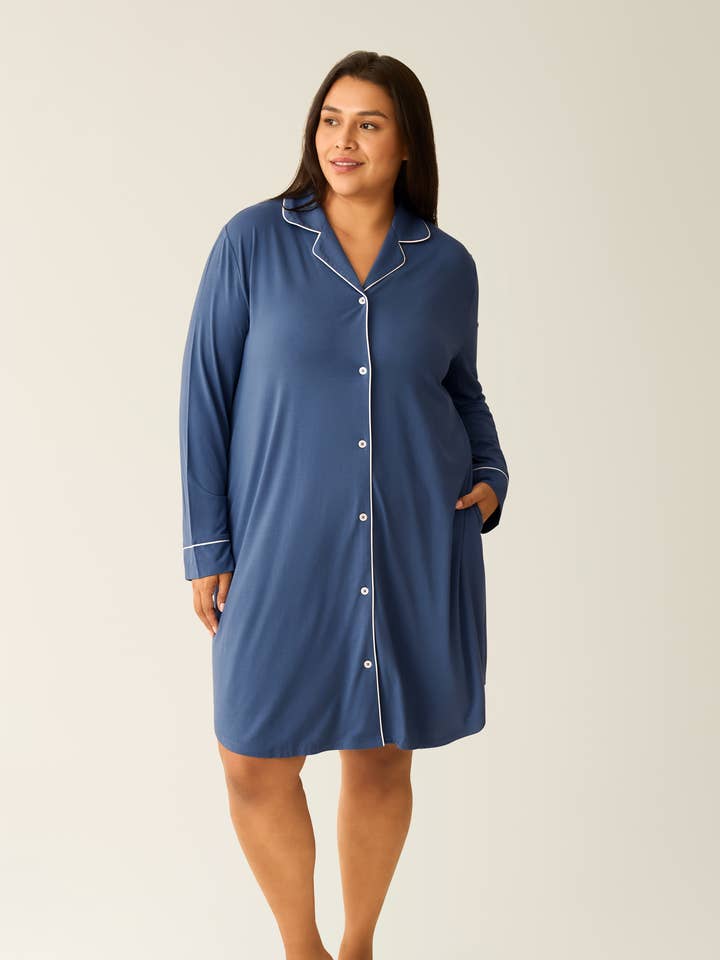 Clea Bamboo Long Sleeve Sleep Shirt for wholesale by Kindred Bravely