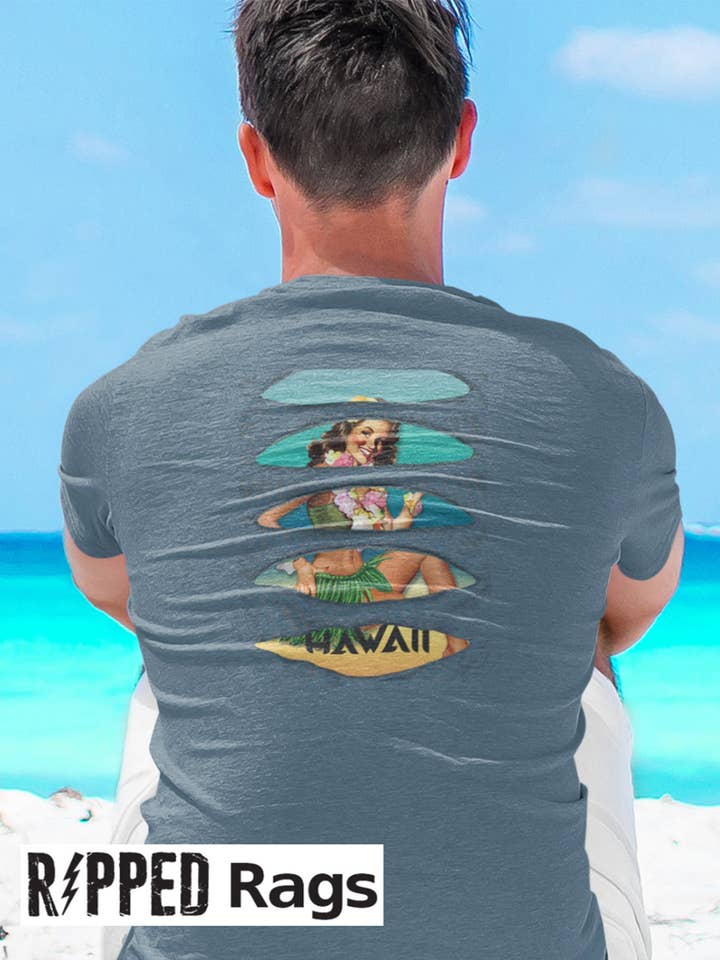 Retro T-shirt met gescheurd Hula Girl voor wholesale door Ripped Rags