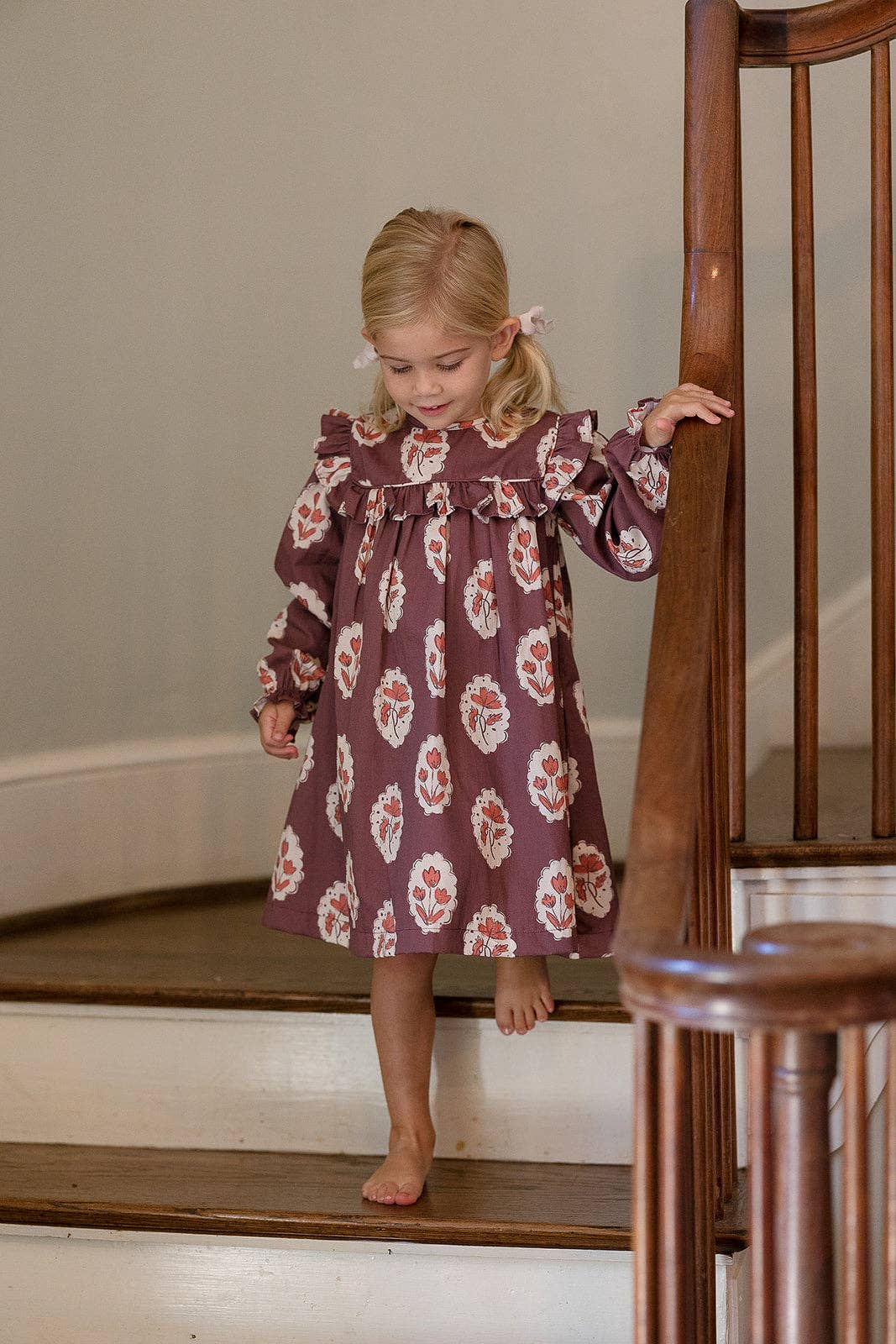 Sun House Children's - Wholesale Dress - Kids - Britta Dress in Intaglio Maroon1