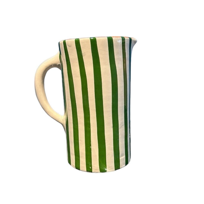 High crafty - Wholesale Carafe - Handmade White Ceramic Carafe with Green Stripes – Gift3