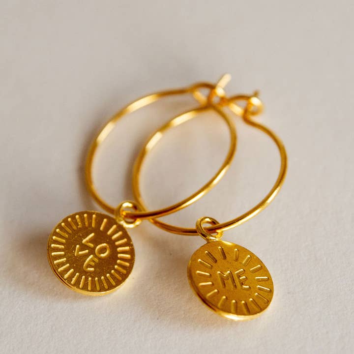 Gold-plated Love Creoles for wholesale by Adorabili