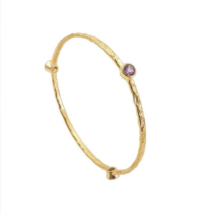 Thalia Pulseira Empilhável de Três Pedras Ametista por atacado de AZUNI London