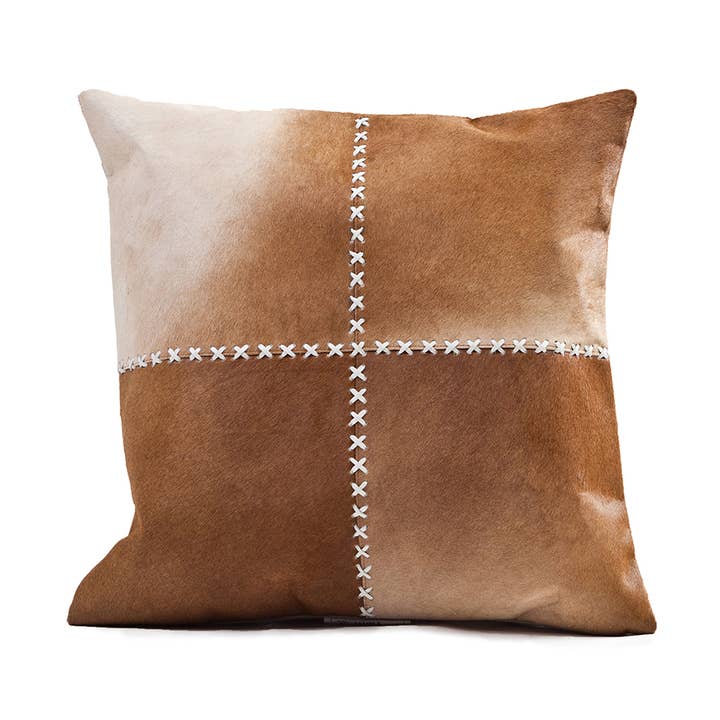 Harley Natural Brown Hair On Hide Pillow for wholesale by Fibre by Auskin USA