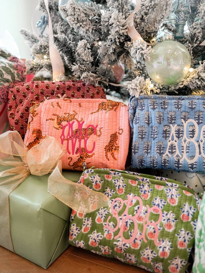 Quilted Block-Print Makeup Bag for wholesale by KENZKUSTOMZ