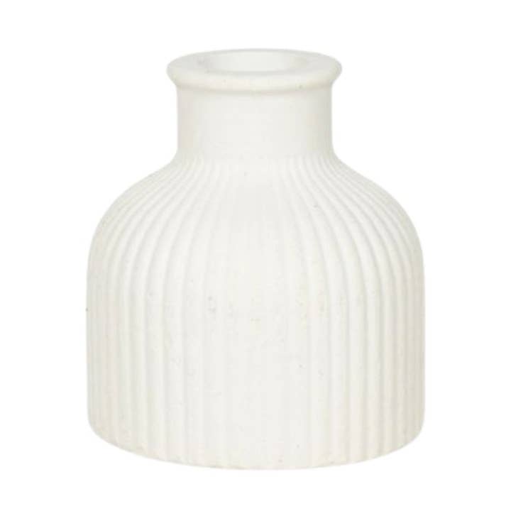 Keramisk Vas – Räfflad Vit – Liten för wholesale av Wildflowers by Floriette
