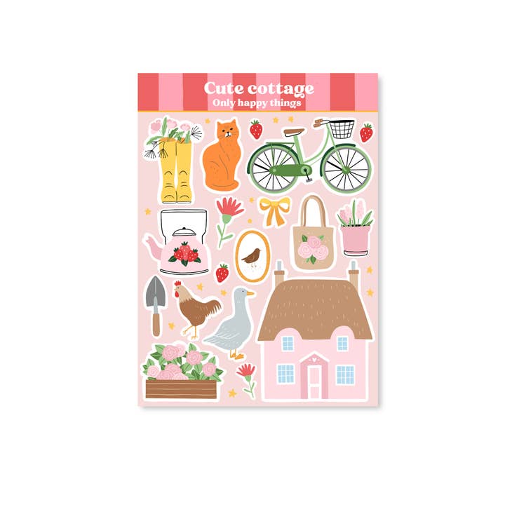 Stickervel Söt stuga A6 för wholesale av Only Happy Things Stationery