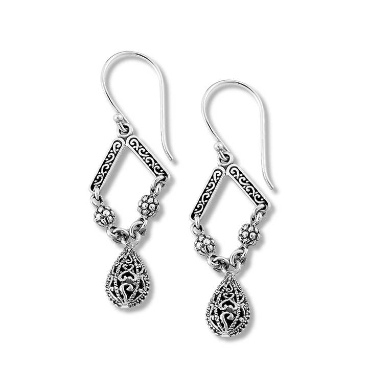 SS Filigree Design Drop Earring for wholesale by Eli Pebble