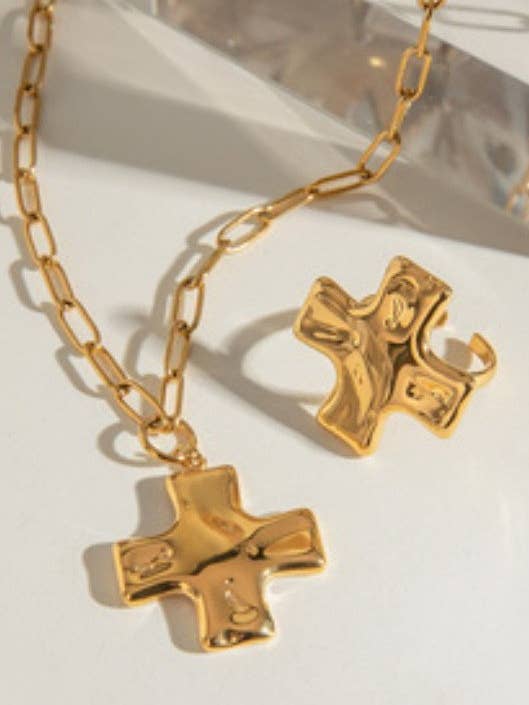 18K STAINLESS STEEL TARNISH FREE CROSS NECKLACE | 40NK9580 for wholesale by JOSSLYN by wall to wall