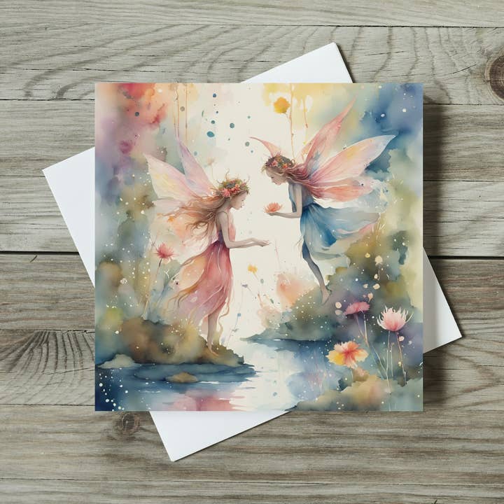 Fairies Card, 6 inch square matt, white envelope for wholesale by Rockways Designs
