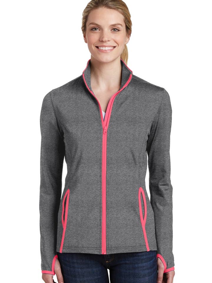 Ink Tees Custom Tshirts - Wholesale Fleece - Women's - Ink Tees Custom T-Shirt Personalized Print, Premium Quality, Fast Turnaround, Multiple Colors Sport-Tek Women's Sport-Wick Stretch Contrast Full-Zip Jacket. LST8535