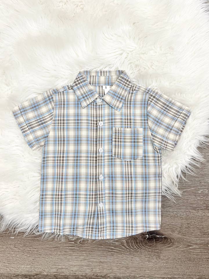 Dusty Blue Button-Up T for wholesale by Two Cute Boutique LLC