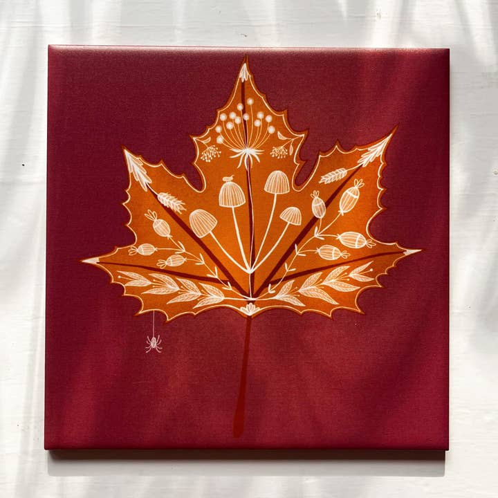 Tile with autumn leaf for wholesale by Studio Kvinna