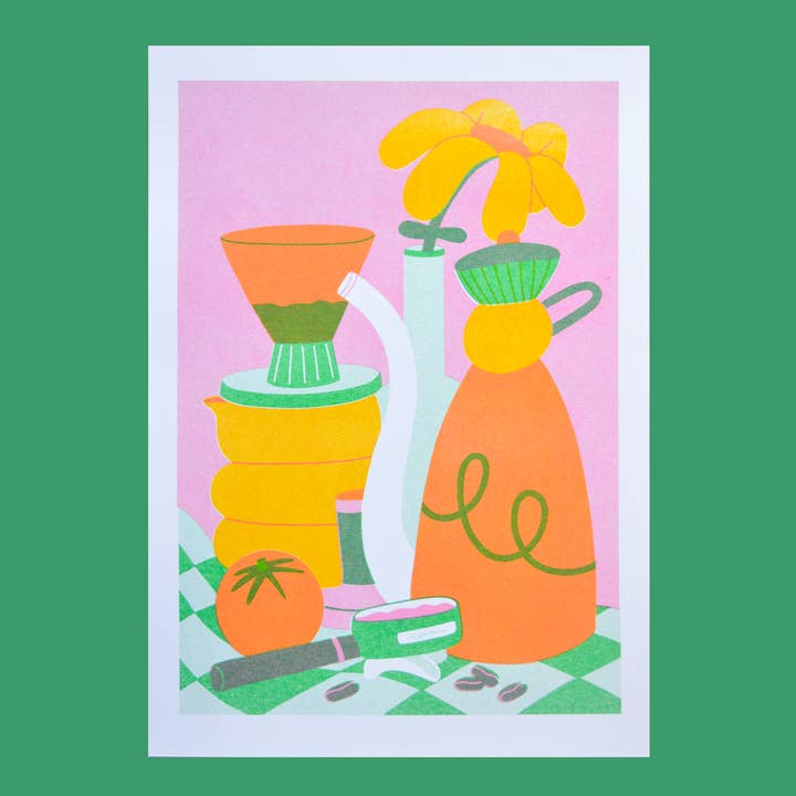 Lauren Morsley - Wholesale Art print - Coffee A4 Risograph Print2