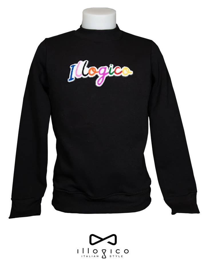 Black Turtleneck Sweatshirt, Limited Edition, in pure cotton for wholesale by Illogico