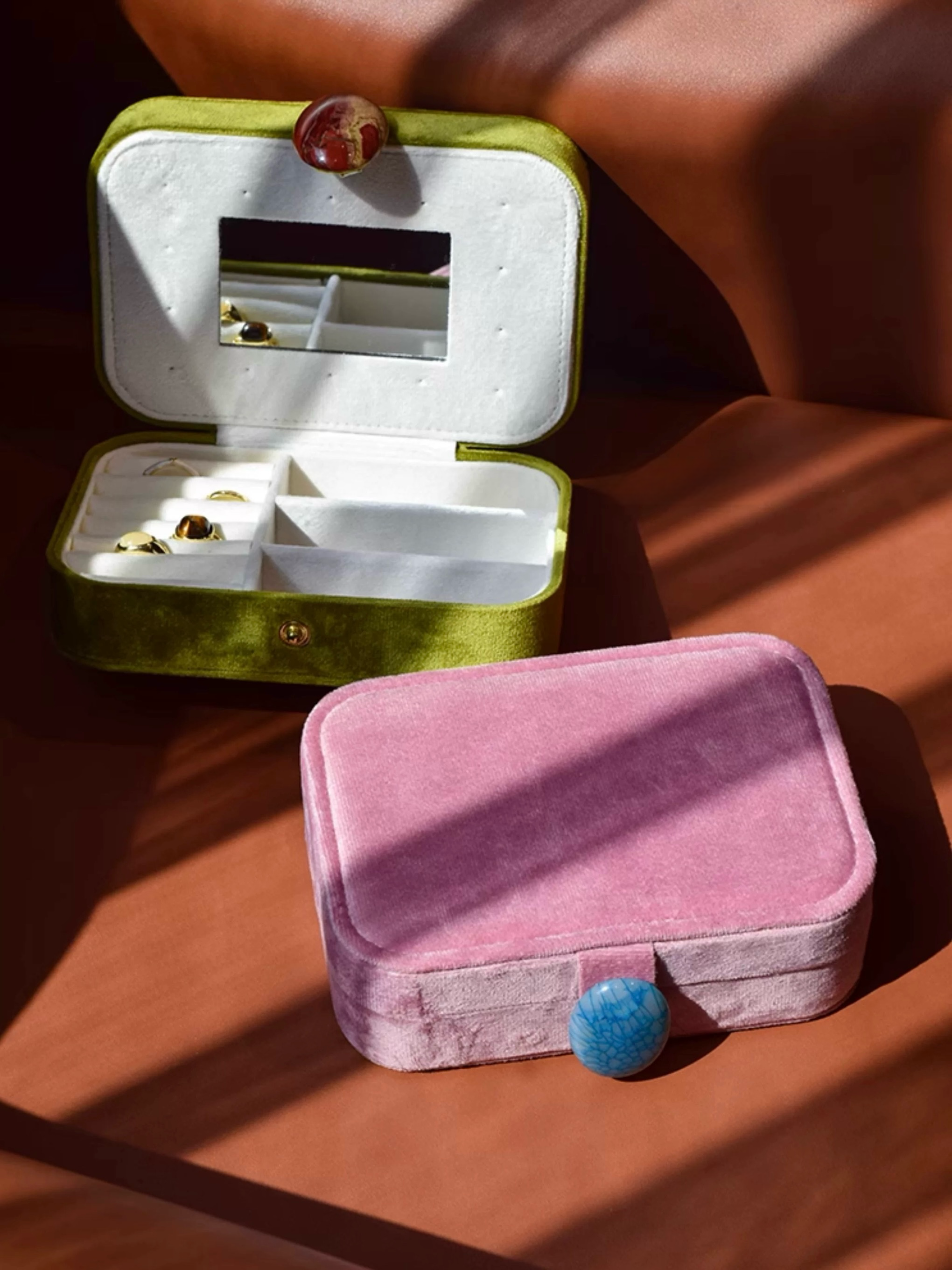 INSPECIAL HOME - Wholesale Jewelry Box/Organizer - Vintage Pebble Velvet Jewellery Box Accessory Storage Case 5