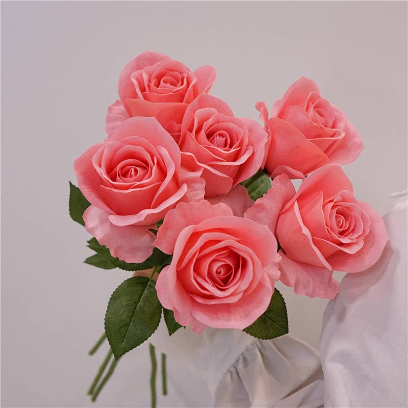 Sweet Home Deco - Vente Fleurs artificielles - Tige de rose épanouie à toucher réaliste de 19'', rose de printemps en ROSE6