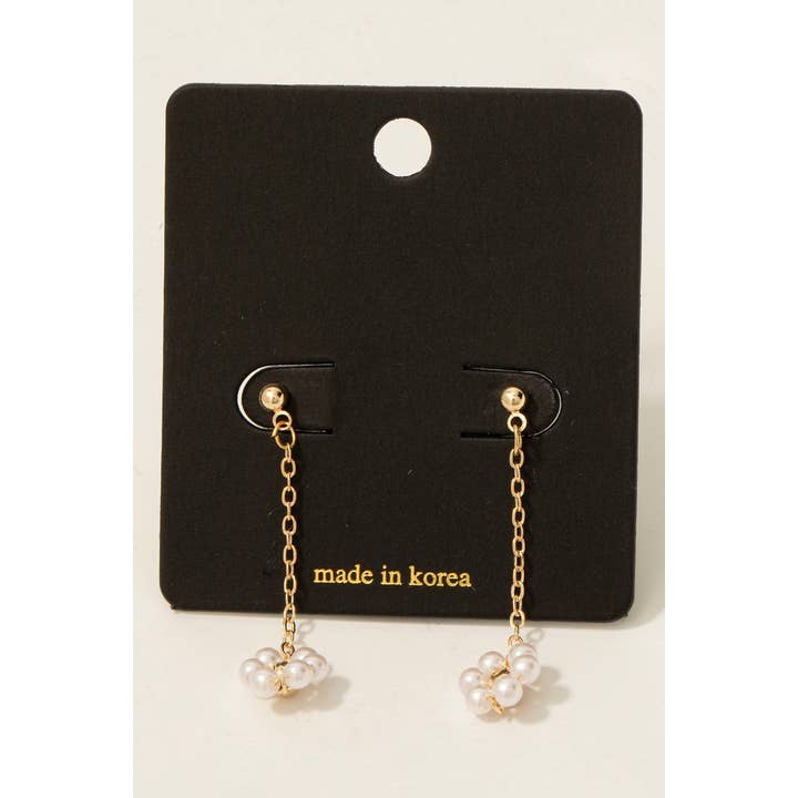 Brincos de Corrente com Flor de Pérolas e Missangas por atacado de Fame Accessories