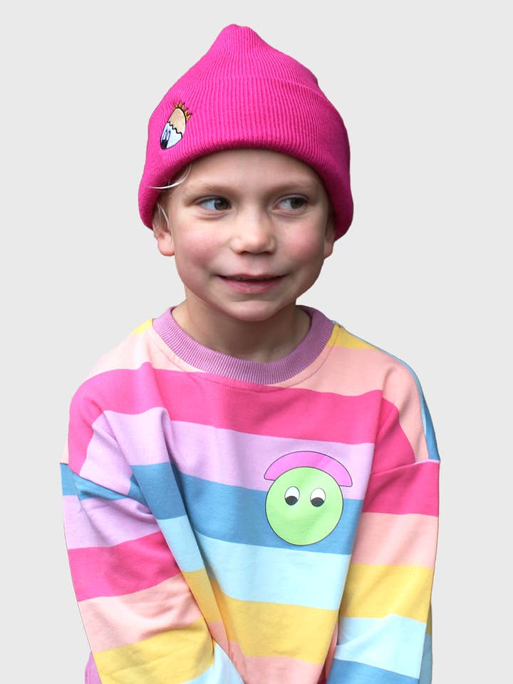 Children's Rainbow Character Crew Neck Sweatshirt - Pink for wholesale by Moon Rascals