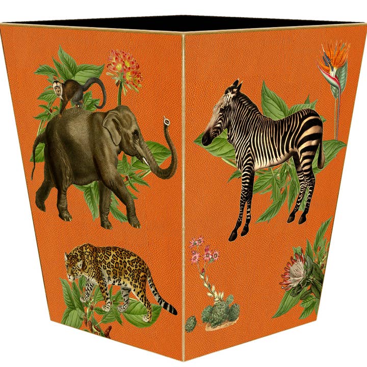 African Obsession on Orange Wastepaper Basket for wholesale by Marye-Kelley