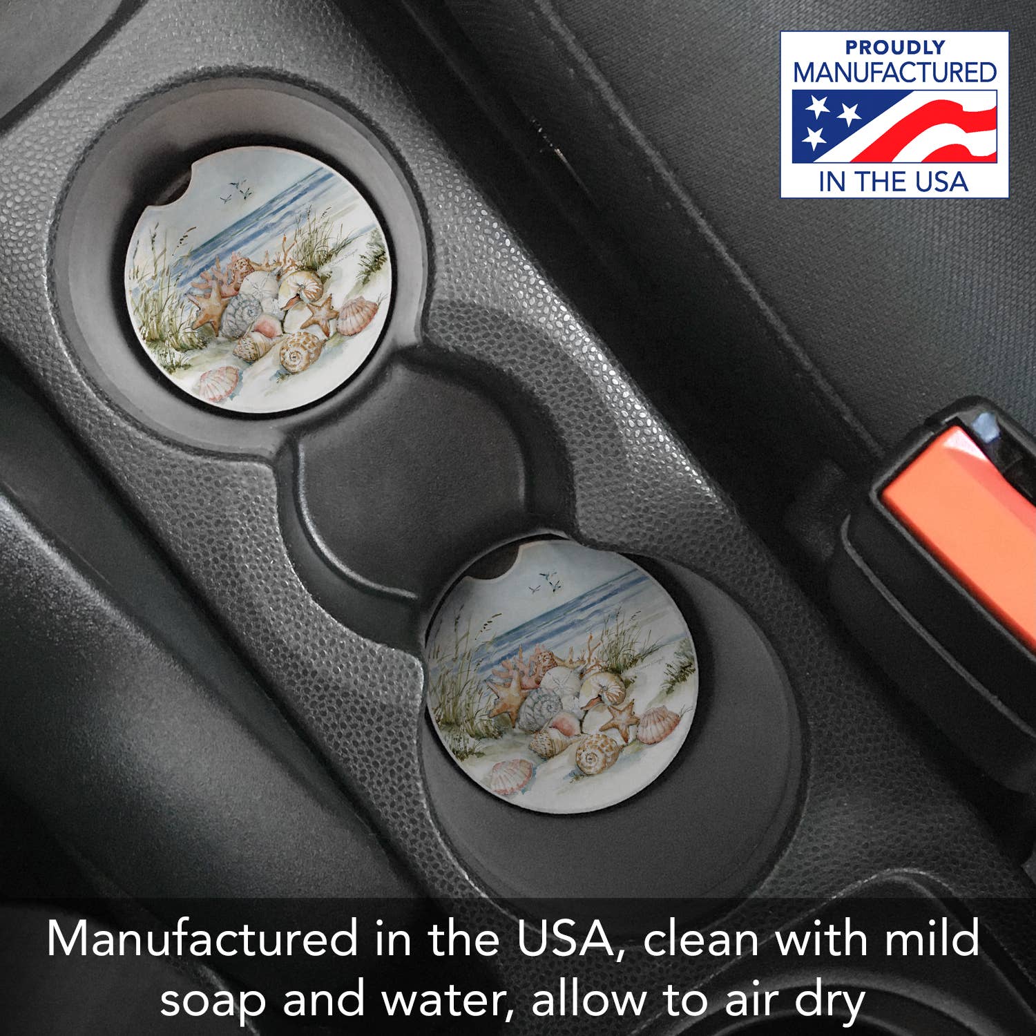 CounterArt/Highland Home/Thirstystone/CoasterStone – wholesale Underlägg för bil – Unisex – ”Sanctuary” Absorberande stenunderlägg 1st5