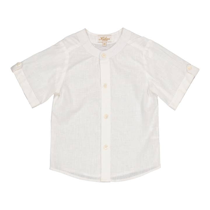 Maxence, drengeskjorte i råhvidt falsk linned for engroshandel hos Kidiwi handmade