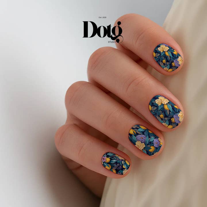 Design on The Go Studio - Wholesale Nail Art/Decal - Lemon Blossom Nail Wraps DIY Manicure & Pedicure Stickers1