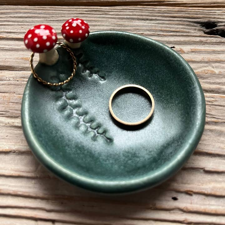 Mushroom & Fern Ring Dish & Jewelry Tray for wholesale by Tasha McKelvey