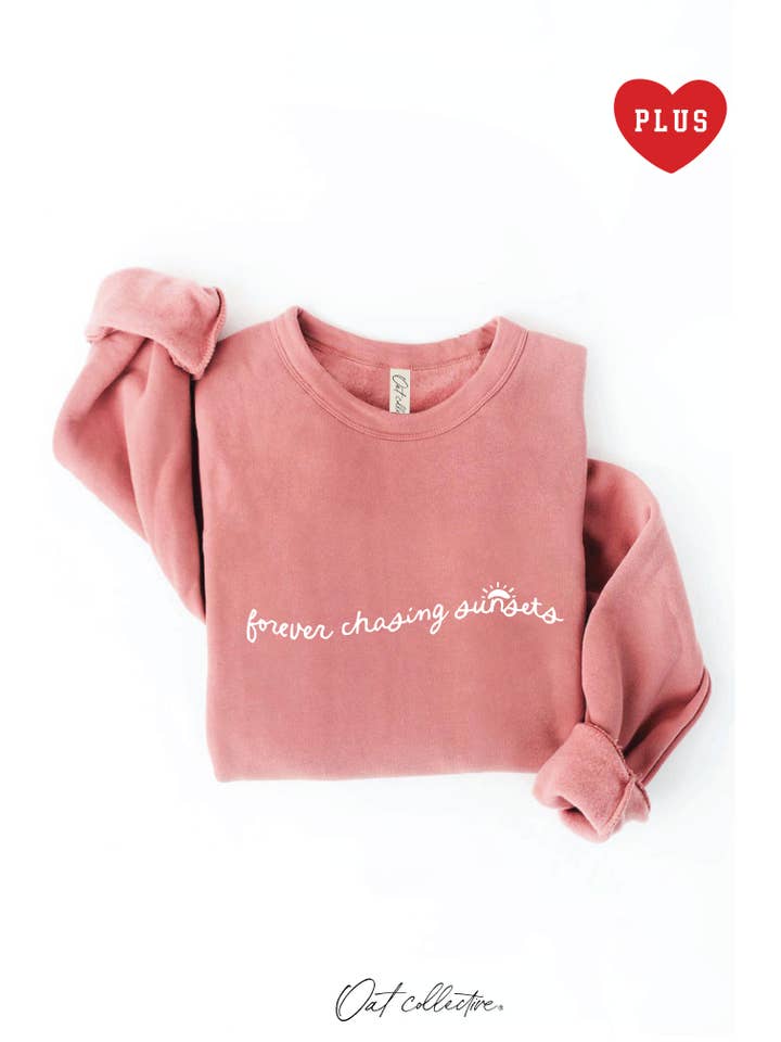 OAT COLLECTIVE - Wholesale Graphic Sweatshirt - Women's - FOREVER CHASING SUNSETS Plus Graphic Sweatshirt17
