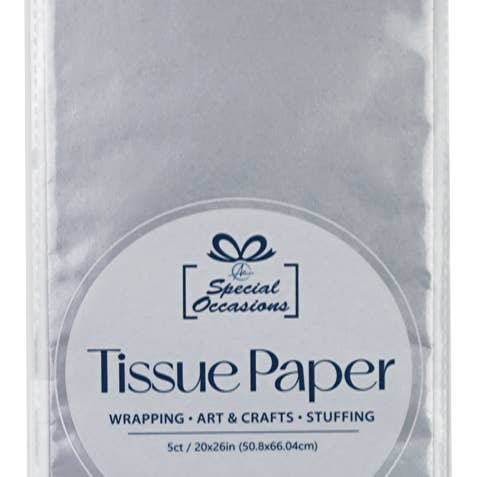 Party Tissue Paper Silver Metallic, 5sheet Wrapping Paper for wholesale on Faire0