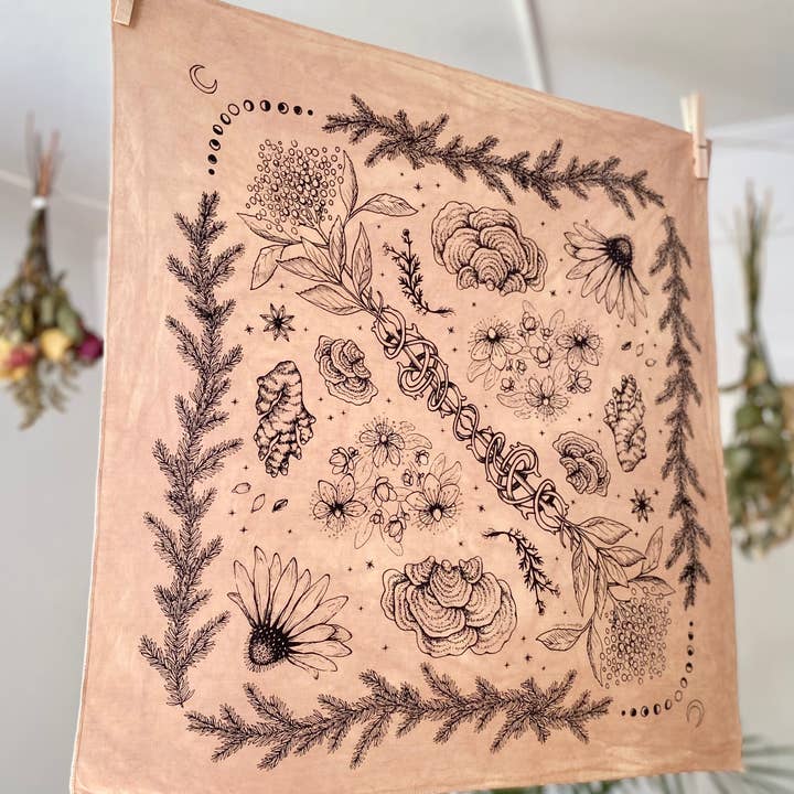 Wanderite – Großhandel Bandana – Unisex – Halstuch | Herbs of Protection | Tea-Dyed