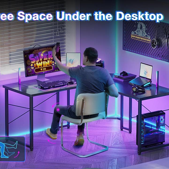 L Shaped Gaming Desk 51 Inch Computer Desk Carbon Fiber for wholesale on Faire5