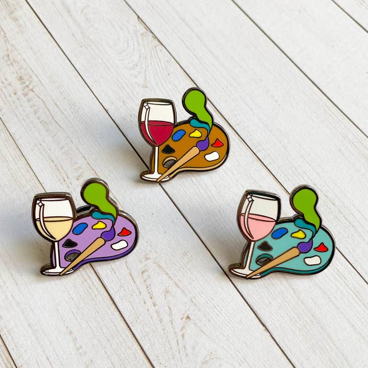 Alfiler esmaltado para vino y pintura | Accesorio para pintar y beber para venta al por mayor de The Paint Sesh