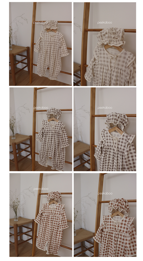peekaboo - Wholesale Bodysuit (Non-Footed) - Baby - Baby Girl Plaid Check Ruffle Bow  Bodysuit Romper FallWinter6