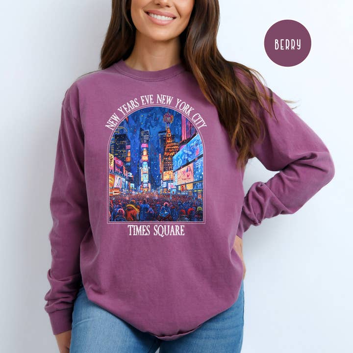 New Years Eve in New York City Long Sleeve Mid-Weight Comfort Colors® Tee for wholesale by CindyL Boutique