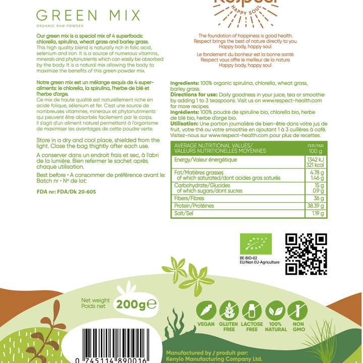 Respect - Wholesale Protein/Superfood Powder - Green mix