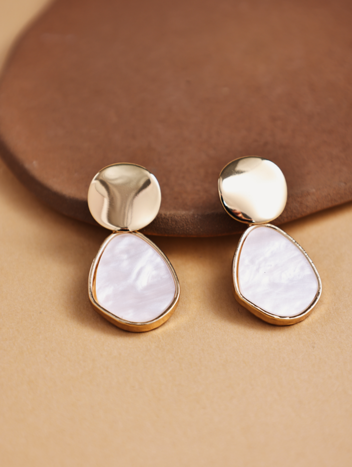 Revelari - Wholesale Dangle Earrings - Gold and Mother-of-Pearl Drop Earrings0