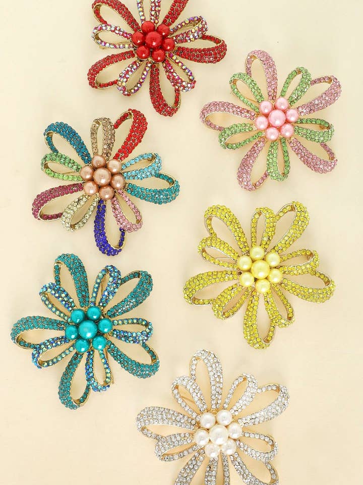 VINTAGE FLORAL CRYSTAL RHINESTONE BROOCH PIN P13540 for wholesale by anbfashion