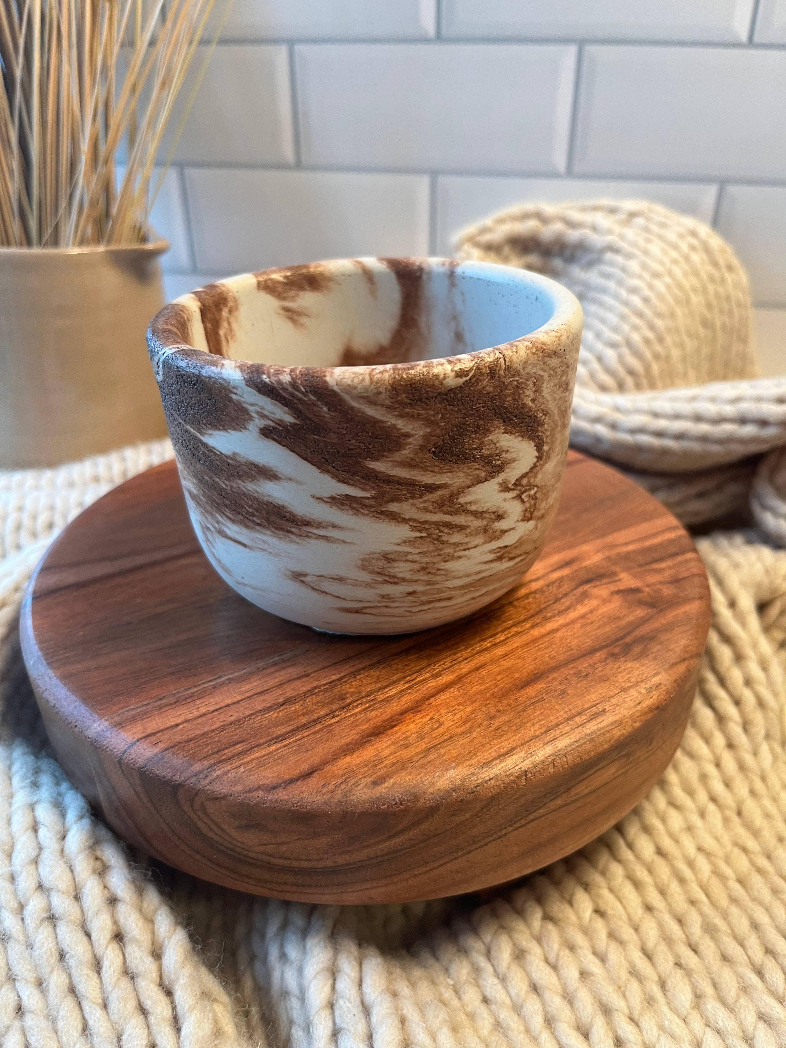 Bumblebee Candle Co. - Wholesale Candle Holder - Brown Marbled Concrete Vessel - 8 oz